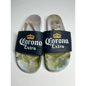 Corona Extra Black Label with Beach Scene Sandal Slides Multi-Color Size 7,5 Men